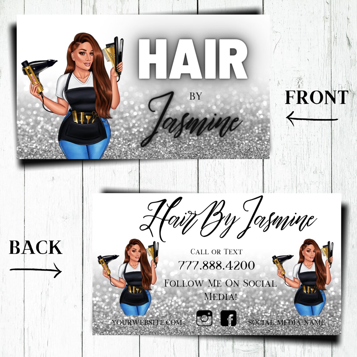 Custom Business Cards for HairDressers Print From Home Etsy