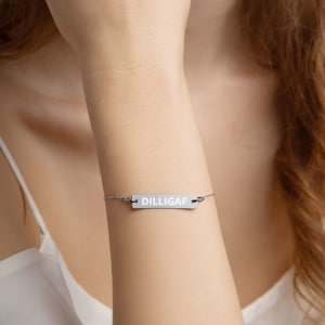 Bravo TV Below Deck DILLIGAF Engraved Silver Bar Chain Bracelet