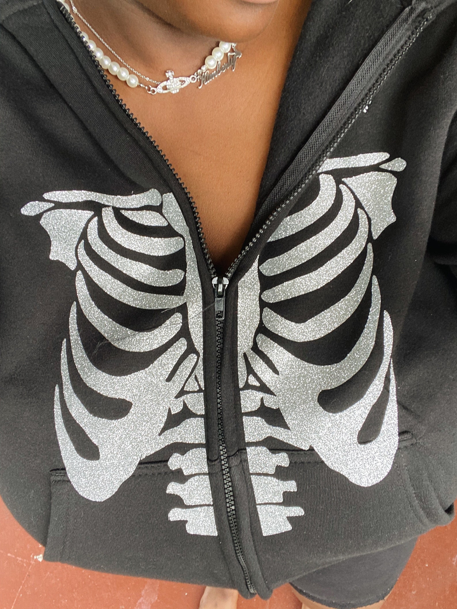 Y2K Grunge Skeleton Skull Zip Up Hoodie Etsy