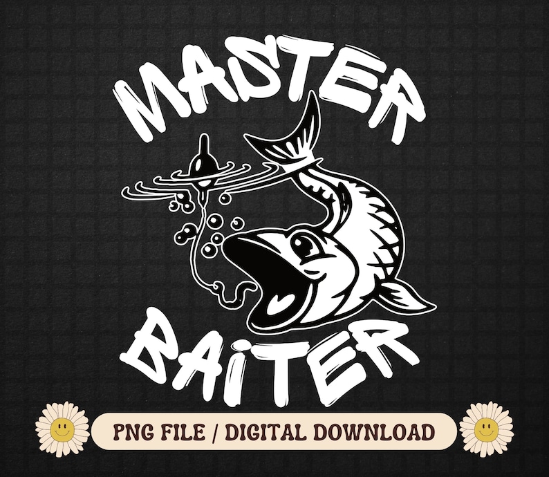 Master Baiter Png, Funny Fishing PNG, Cadeaux de pêche pour les hommes, Fichier PNG pour le téléchargement de la conception par sublimation image 1