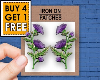 Beautiful Lavender Thistle Flower Embroidered Iron on Sew on Patch j1711 Beautiful Lavender Thistle Flower Embroidered Iron on Sew on Patch j1711