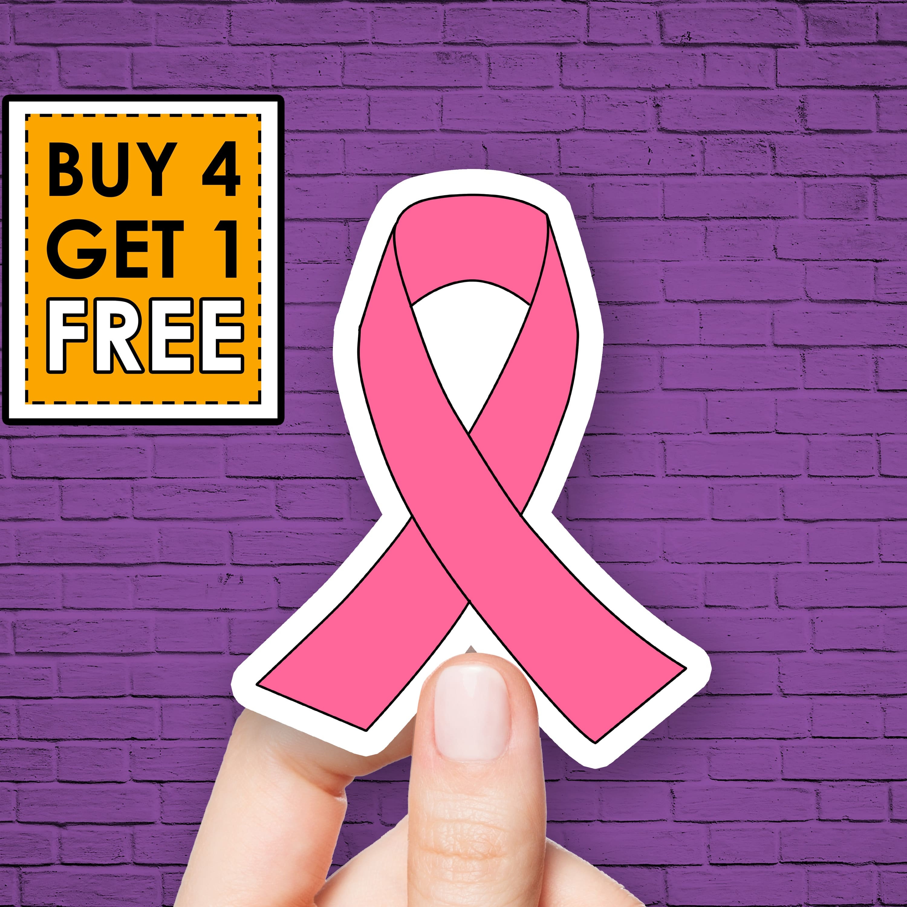 Pink Ribbon Sticker Breast Cancer Sticker Survivor Awareness Etsy
