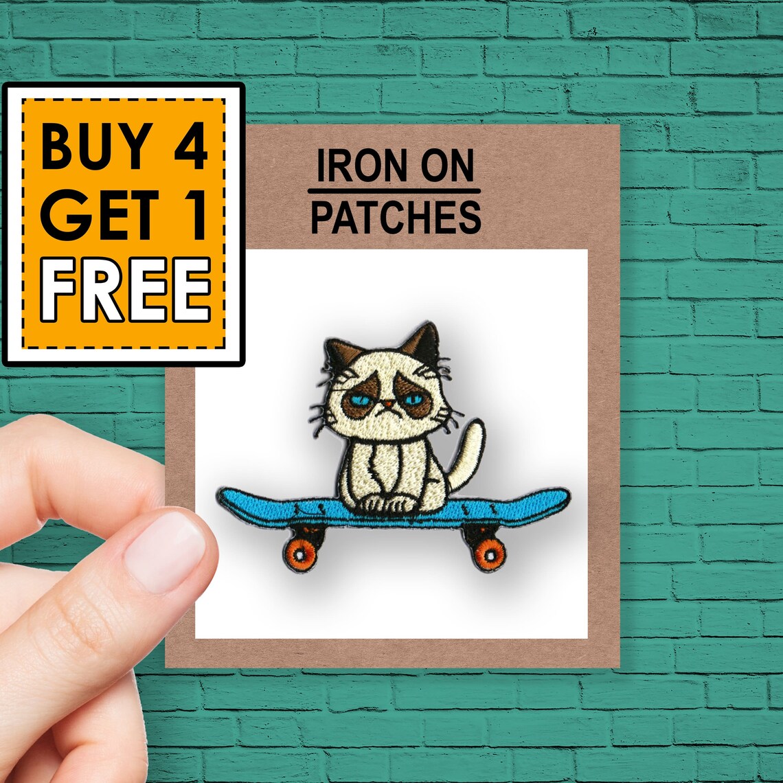 Grumpy Cat Skateboard Patch Kitten Funny Patches Embroidered Etsy