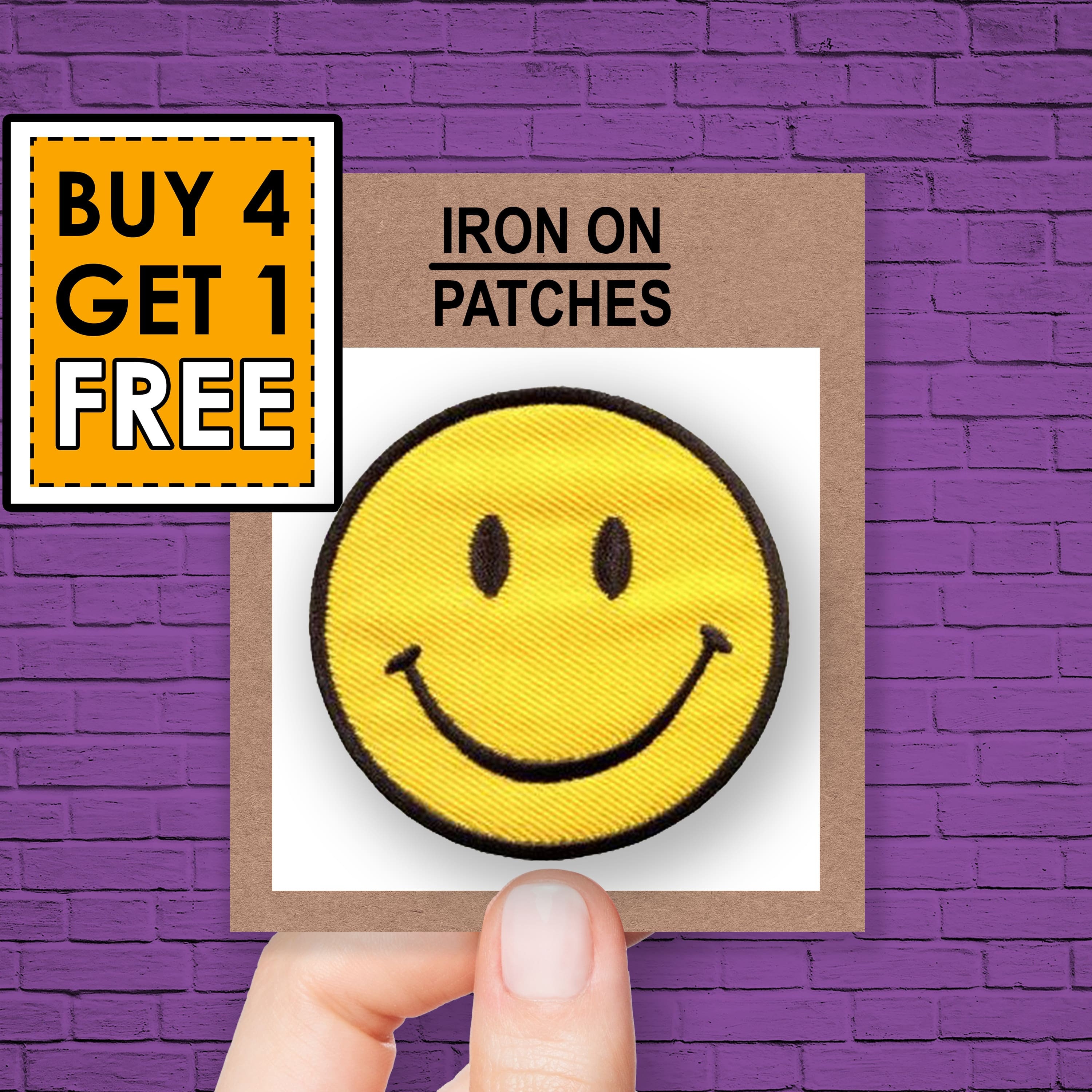 Happy Face World Emoji Embroidered Iron On Patch Happy Face World Emoji Embroidered Iron On Patch