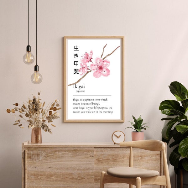 Affiche japonaise Kaizen Définition Print Wall Art Salon Disant Décoration japonaise imprime art imprimable Motivation du bureau à domicile Citation imprime