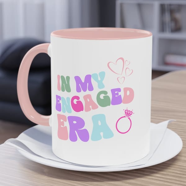 Engagement accouncement mug Wedding gift for bride to be coffee mug in my engaged era wife to be bridal Becher verlobt af Becher gift idea