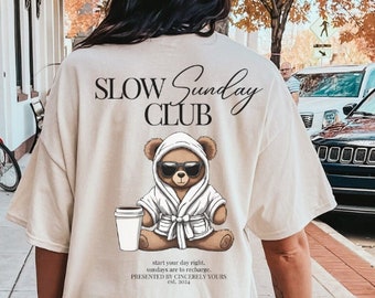 Slow Sunday Club grappige teddybeer oversized shirt retro koffie liefhebber Y2K T-shirt vintage badjas cadeau jaren 90 grafische TShirt terug print hipster