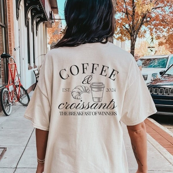 Coffee & croissants the breakfast of winners Retro Shirt breakfast lover T-Shirt food mothers day gift 90s graphic TShirt student wellness