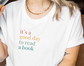 Camiseta "Es un buen día para leer", camiseta retro con diseño de sol, libros, regalo para amantes de los libros, camiseta literaria Y2K, camiseta de lectura, camiseta de regalo para bibliotecario de los 90