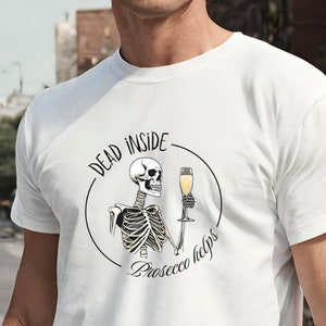 Död inuti Prosecco hjälper rolig skelett Halloween-tröja retro estetisk höst Prosecco-tröja Y2K-alkoholgåva Aperitif höst Champagne