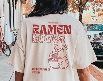 Ramen Lover Shirt Retro noodle japanese food lover T-Shirt Retro back print 90s panda T-Shirt vintage gift japanese art print graphic tee
