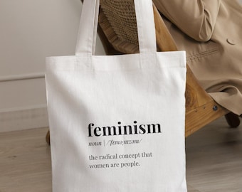 Feminismus definition Tote Bag Vintage gelantine girl power quote shopper retro aesthetic equal Feministische Tasche empowered women bag