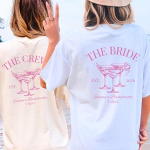 Magliette per addio al nubilato, personalizzate Pink Bach Club, nome personalizzato per la sposa, maglietta per addio al nubilato, club sociale, addio al nubilato, equipaggio per damigelle d'onore, maglietta coordinata