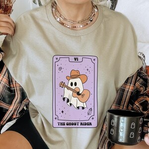 Tarot Card cowboy schattig spook retro Halloween shirt mystiek kostuum shirt Y2K tee jaren '90 land minnaar cadeau bestie verjaardag shirt gitaar western