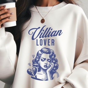 Bluza Villian Lover Książka dziwka czyta książki Mroczny romans smutek koszula prezent książkowy zabawny czytelnik pin up retro uzależniony booktok 90. hertbreak