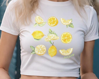 Lemon Graphic Just Juicy Baby T-shirt Y2K Slogan Tee Funny