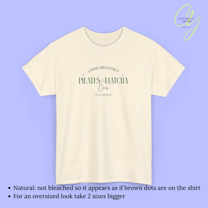 Pilates and Matcha Club Shirt Womens Wellness T Shirt Aesthetic Fitness Gift Clean Girl Lifestyle Tee Health Trend Old Money Gym Top 90s Natural