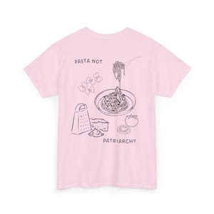 Pasta not Patriarchy oversized noddle retro shirt feminist gift feminism cheese italian Y2K pride vintage equality female empowerment food Light Pink