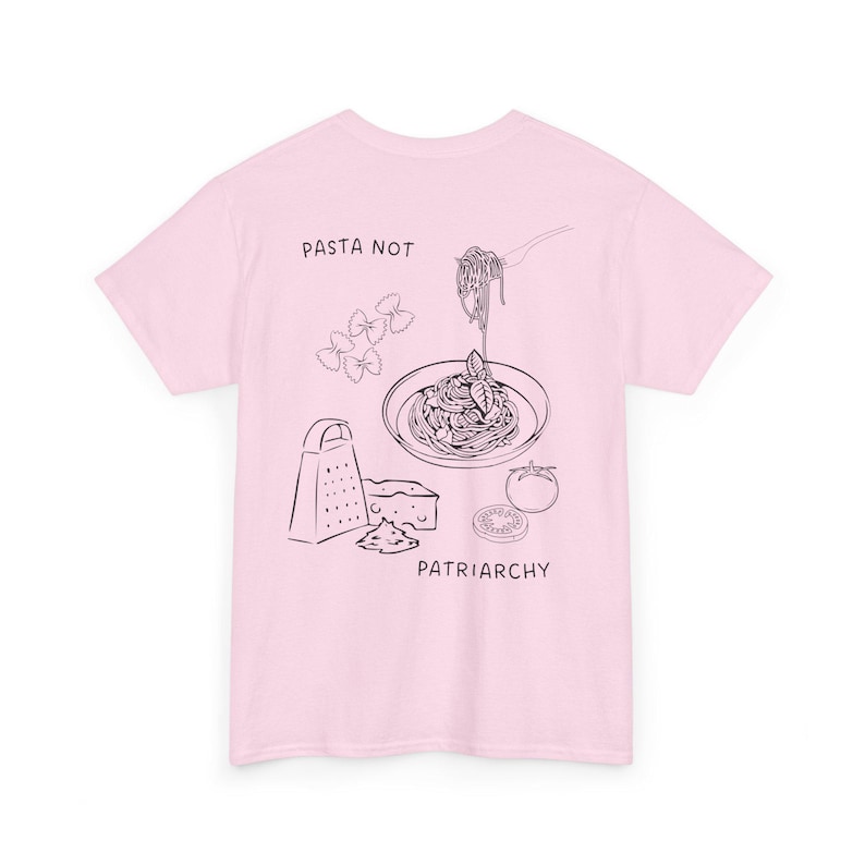 Pasta not Patriarchy oversized noddle retro shirt feminist gift feminism cheese italian Y2K pride vintage equality female empowerment food Light Pink