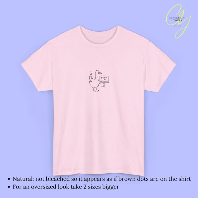 Burn Patriarchy Goose T-Shirt Funny Feminist Duck Shirt Political Y2K Doodle Graphic Top Feminism Slogan Clothing Gift Women 90s line art Light Pink
