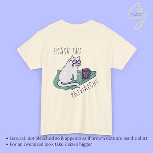 Smash the Patriarchy funny Cat Activist Shirt Feminist Pocket Print Back Print Tee Political Cat Meme Gift for Women Unhinged Humor Tee 90s Natural