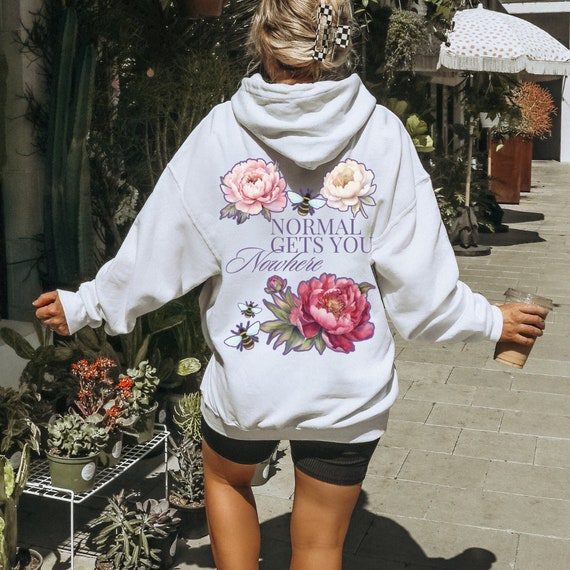 Be Your Own Kind Oversized Retro Wild Flower Hoodie Normal Gets You Nowhere  Motivational Quote Y2K Hoodie Back Print Vintage Mental Health - Etsy