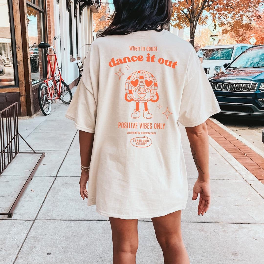 When in Doubt Dance It Out Disco Ball Love Oversized T-shirt