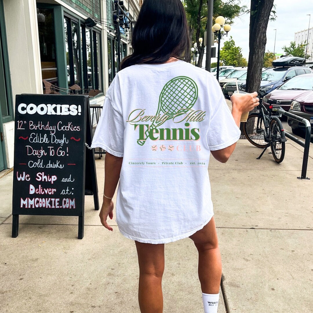 Beverly Hills Tennis Club Shirt Retro Back Print 90s T-shirt