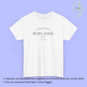 Pilates and Matcha Club Shirt Womens Wellness T Shirt Aesthetic Fitness Gift Clean Girl Lifestyle Tee Health Trend Old Money Gym Top 90s White