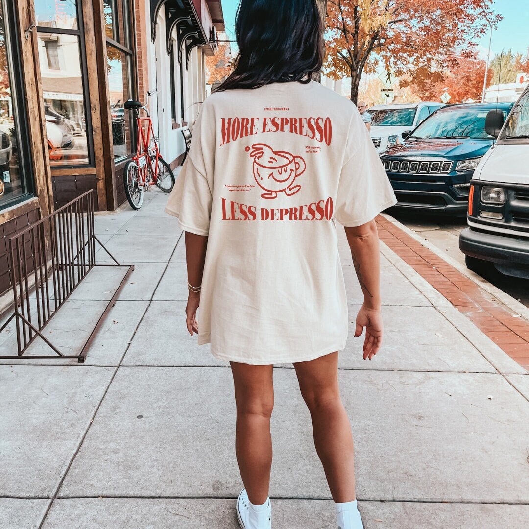 More Espresso Less Depresso Retro Coffee Mug Shirt Espresso Lover