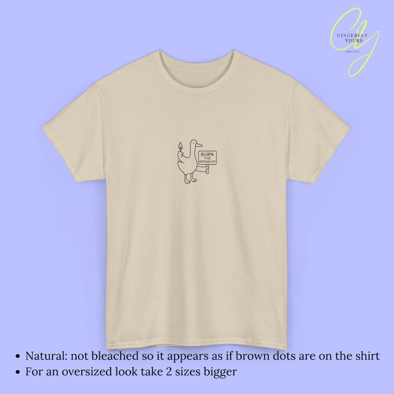 Burn Patriarchy Goose T-Shirt Funny Feminist Duck Shirt Political Y2K Doodle Graphic Top Feminism Slogan Clothing Gift Women 90s line art Sand
