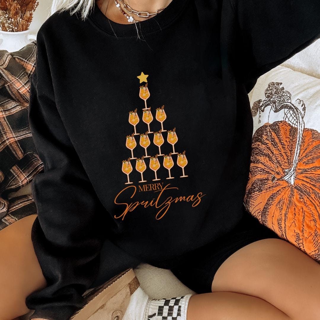 Sweatshirt Merry Spritzmas Aperollin XMAS Club - Humour Apérol, Tenue Décontractée Pour Noël Et été