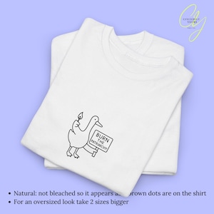 Burn Patriarchy Goose T-Shirt Funny Feminist Duck Shirt Political Y2K Doodle Graphic Top Feminism Slogan Clothing Gift Women 90s line art image 5