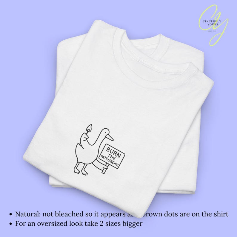 Burn Patriarchy Goose T-Shirt Funny Feminist Duck Shirt Political Y2K Doodle Graphic Top Feminism Slogan Clothing Gift Women 90s line art image 5