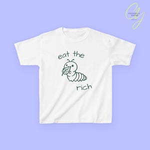 coquette eat the rich cute caterpillar retro feminist baby tee feminism Y2K cropped TShirt 90s equality female empowerment sarcastic saying White