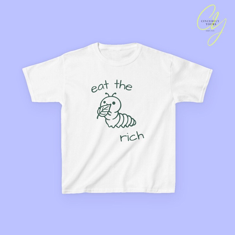 coquette eat the rich cute caterpillar retro feminist baby tee feminism Y2K cropped TShirt 90s equality female empowerment sarcastic saying White