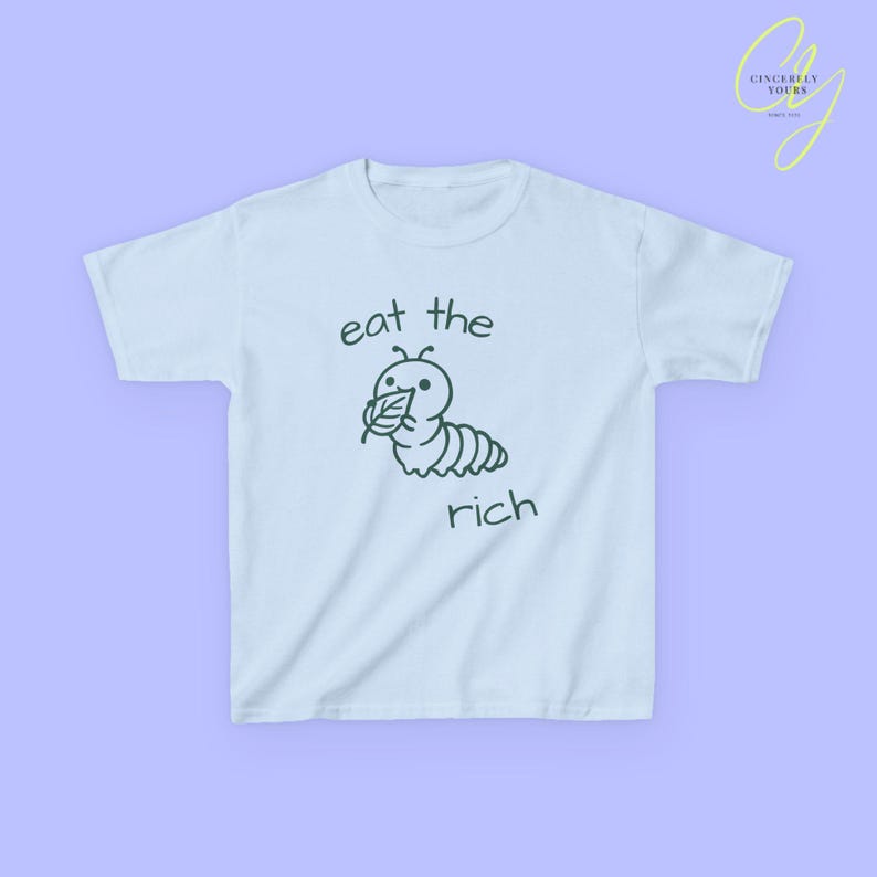 coquette eat the rich cute caterpillar retro feminist baby tee feminism Y2K cropped TShirt 90s equality female empowerment sarcastic saying Light Blue