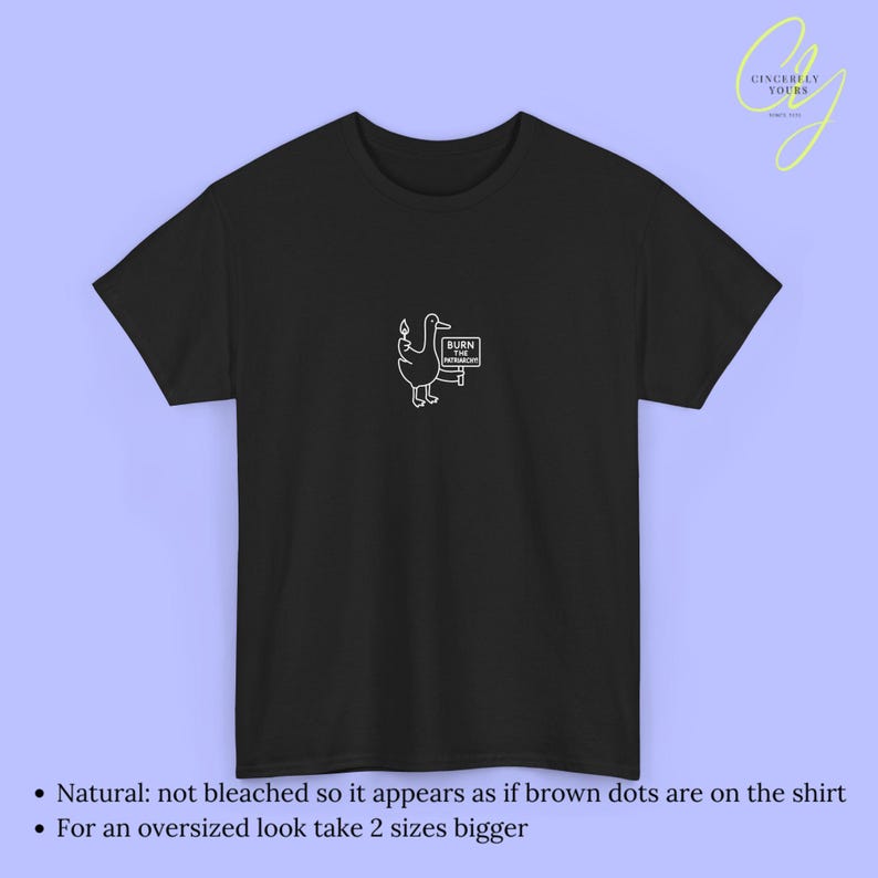 Burn Patriarchy Goose T-Shirt Funny Feminist Duck Shirt Political Y2K Doodle Graphic Top Feminism Slogan Clothing Gift Women 90s line art Black
