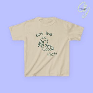 coquette eat the rich cute caterpillar retro feminist baby tee feminism Y2K cropped TShirt 90s equality female empowerment sarcastic saying Sand