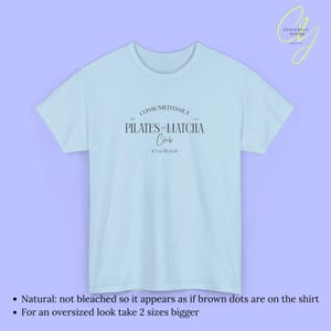 Pilates and Matcha Club Shirt Womens Wellness T Shirt Aesthetic Fitness Gift Clean Girl Lifestyle Tee Health Trend Old Money Gym Top 90s Light Blue
