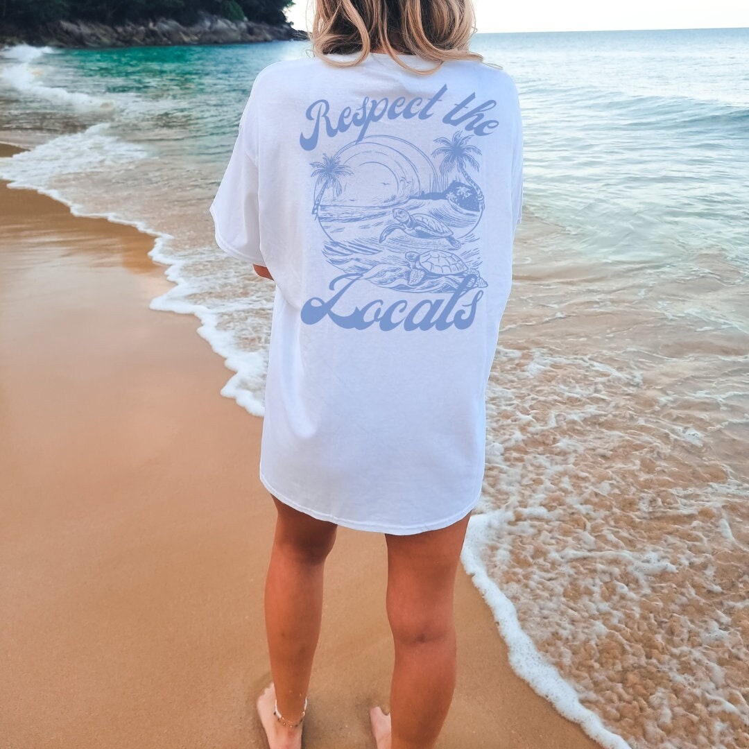 Respect the Locals Retro Turtle Shirt Retro 90s Surf T-shirt Beach
