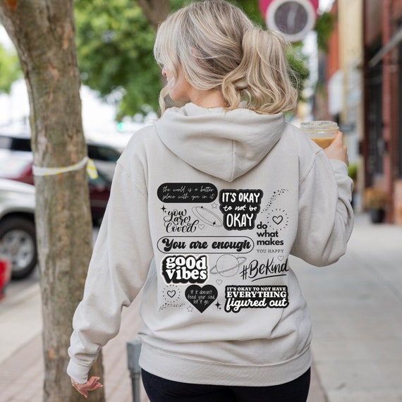 Retro Hoodie Self Growth Quotes Shirt Everything Will Be Okay Sweater Aesthetic Mental Health Awareness Positive Vibes Crewneck Sweatshirt Etsy Ireland