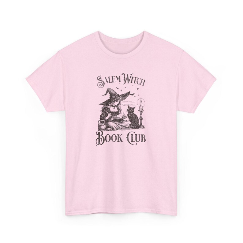 Salem Witch Book Club cat lady Halloween retro bookish lover witchy shit gift Spooky Season fall 90s style Y2K vintage feminist childless Light Pink
