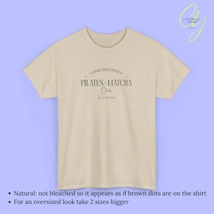 Pilates and Matcha Club Shirt Womens Wellness T Shirt Aesthetic Fitness Gift Clean Girl Lifestyle Tee Health Trend Old Money Gym Top 90s Sand