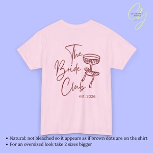 Personalized Hen Party Shirt Bachelorette T Shirt Back Print Coquette Bow Champagne Glass Hand Drawn Bride Crew Custom Name Any Year Custom Light Pink