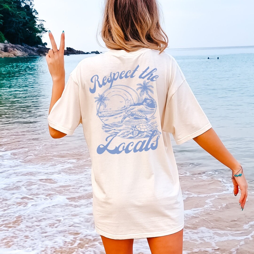 Respect the Locals Retro Turtel Shirt Retro 90s Surf T-shirt Beach