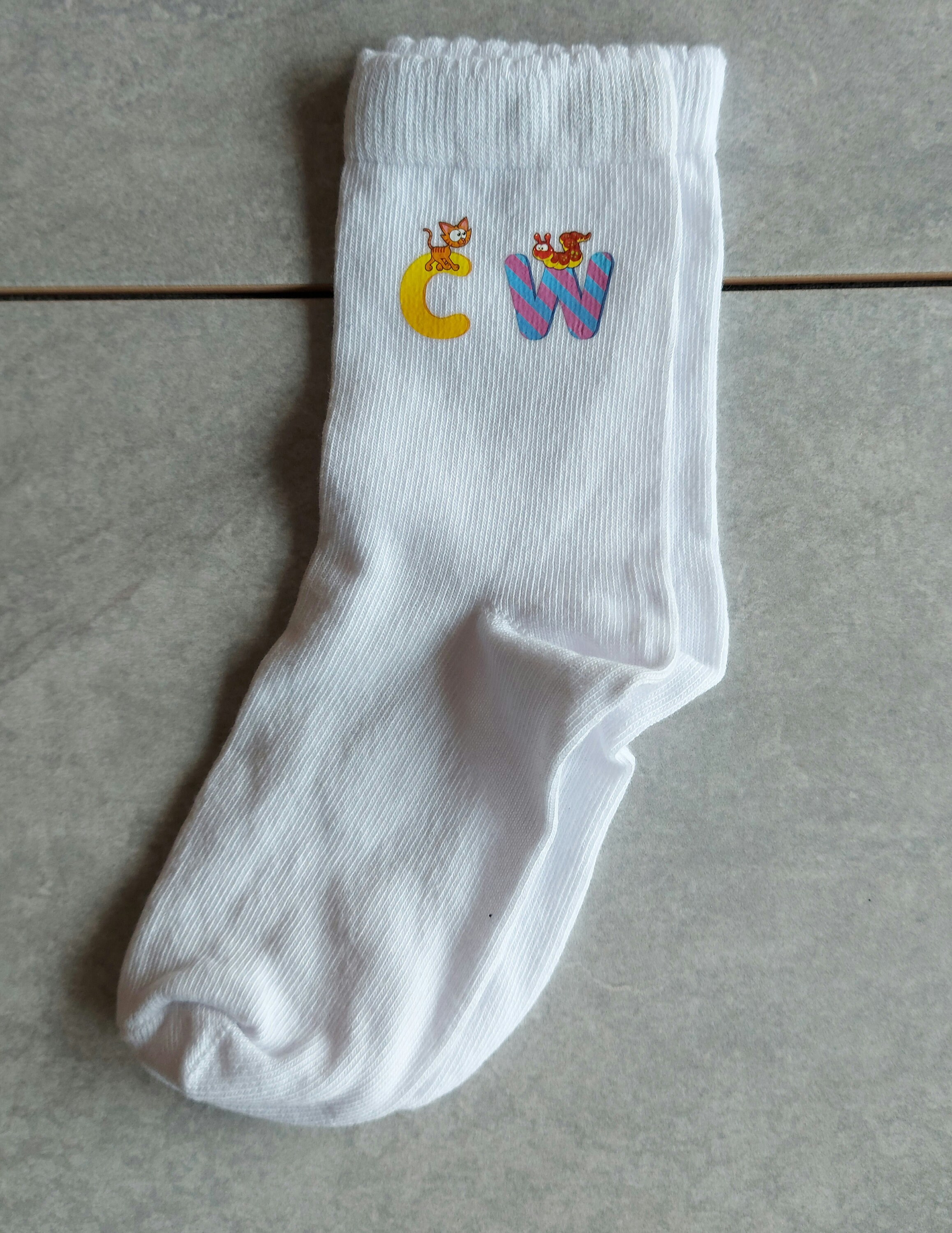 Personalised kids initial socks Novelty UK Gift Custom white Etsy