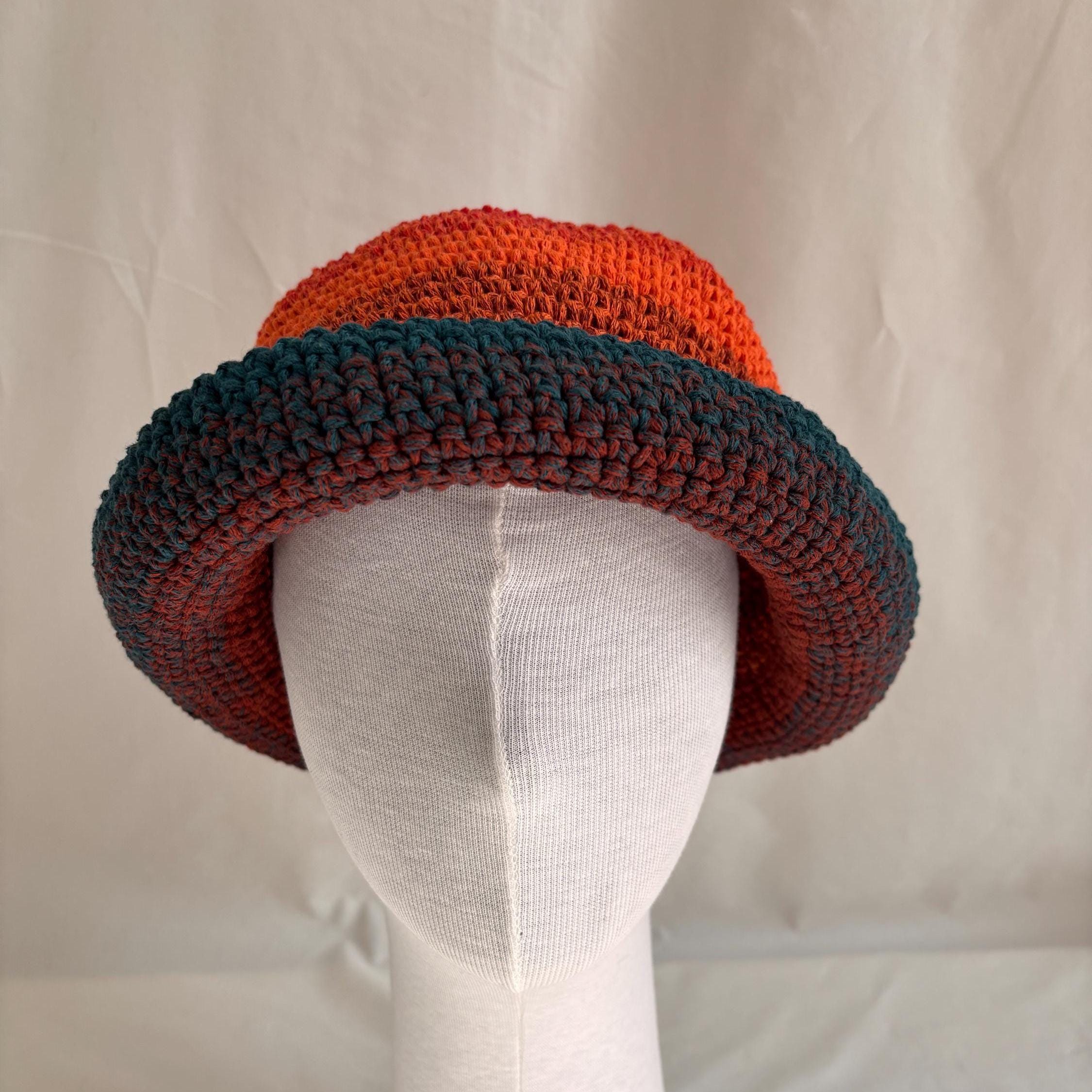 Hand Knit Multicolor Cotton Bucket Hat: Street Style Sun