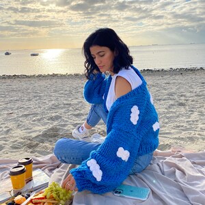 Blue Cloud Knit Chunky Cardigan 