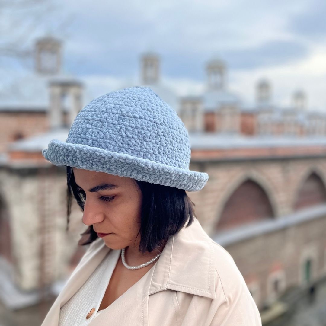 Winter bucket hat, custom fluffy fisherman hat, crochet bucket hat, softy hat